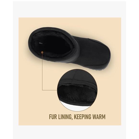 Platform Snow Boots Women Suede Hippy Fur Mid Calf Slip On Winter Non-slip - Picture 6 of 7